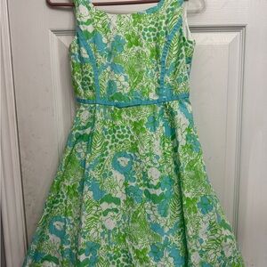Lilly Pulitzer Floral Green and Blue Kids Dress, size 10